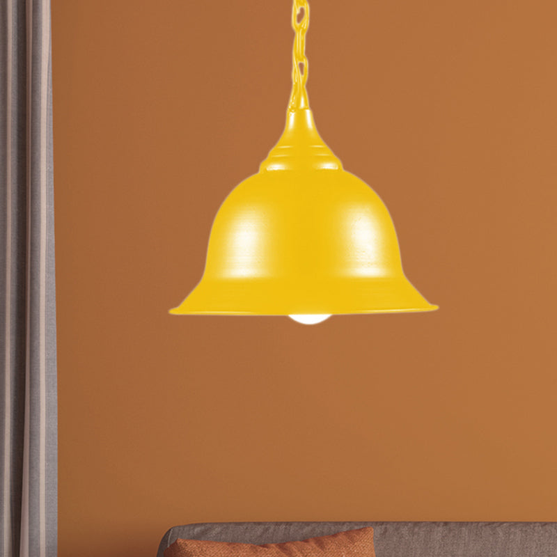 Industrial Black/Red/Yellow Dome Pendant Light Fixture - Hanging Ceiling For Living Room Yellow