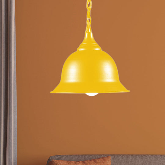 Industrial Black/Red/Yellow Dome Pendant Light Fixture - Hanging Ceiling For Living Room Yellow