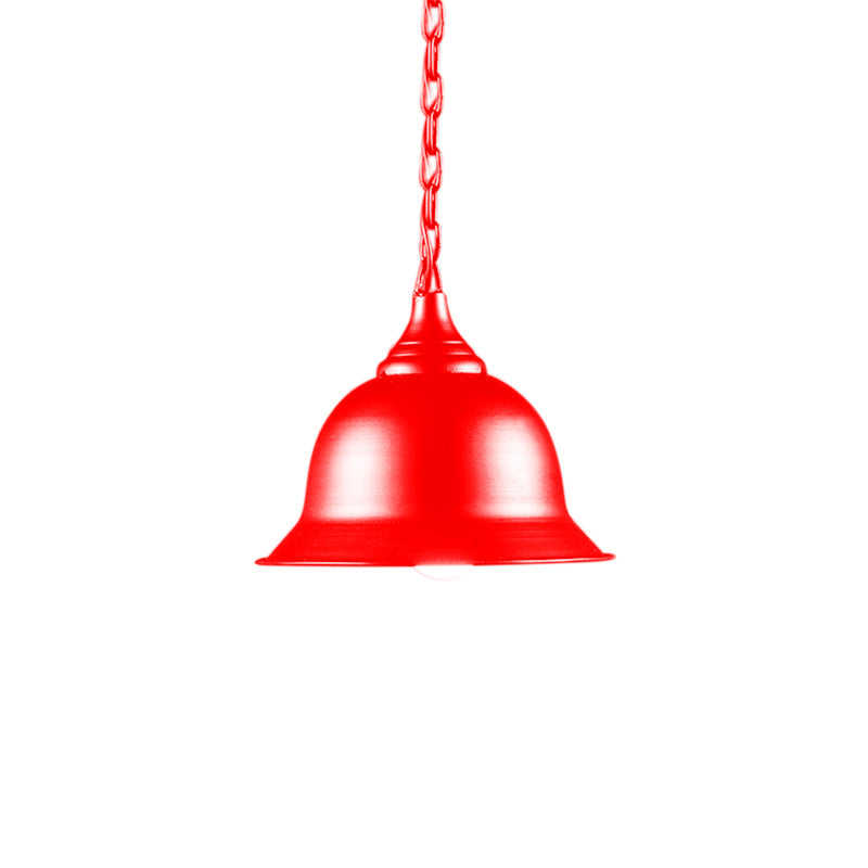 Industrial Black/Red/Yellow Dome Pendant Light Fixture - Hanging Ceiling For Living Room