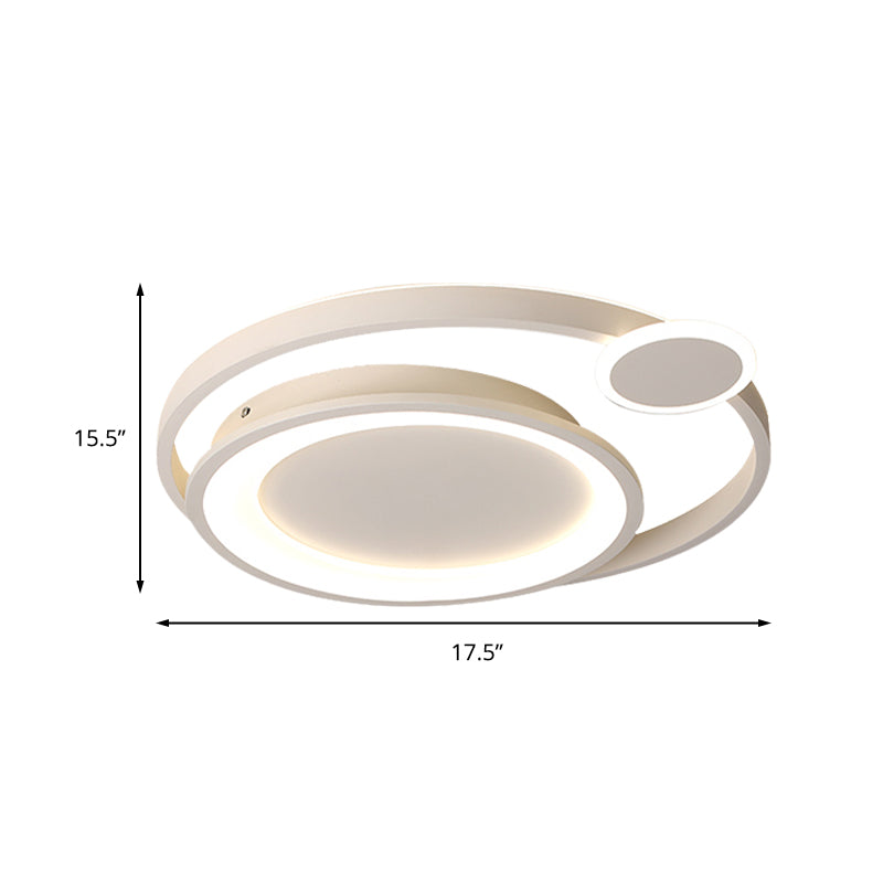 Nordic Metal Ceiling Mounted Led Flush Mount Light In Black/White With Wide Orbit Design -