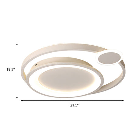 Nordic Metal Ceiling Mounted Led Flush Mount Light In Black/White With Wide Orbit Design -
