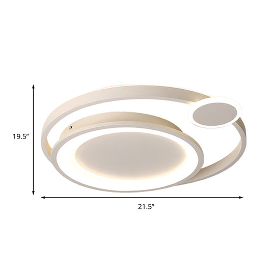 Nordic Metal Ceiling Mounted Led Flush Mount Light In Black/White With Wide Orbit Design -