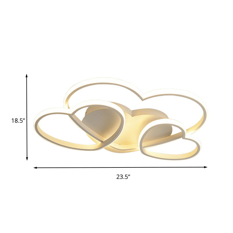 Heart Led Flush Mount Ceiling Fixture For Kid’s Room - Nordic Acrylic In White/Pink/Gold 19.5’