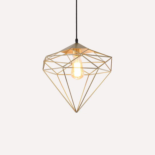 Antique Gemstone Iron Pendant Light – 1-Light Dining Room Hanging Fixture Gold / A