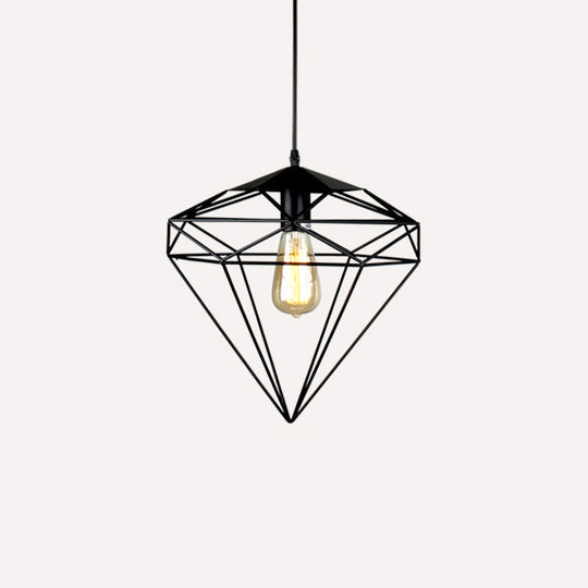 Antique Gemstone Iron Pendant Light - Elegant 1-Light Fixture For Dining Room Black / A
