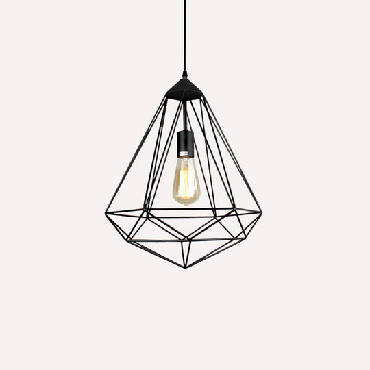 Antique Gemstone Iron Pendant Light - Elegant 1-Light Fixture For Dining Room Black / B