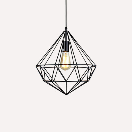 Antique Gemstone Iron Pendant Light - Elegant 1-Light Fixture For Dining Room Black / C