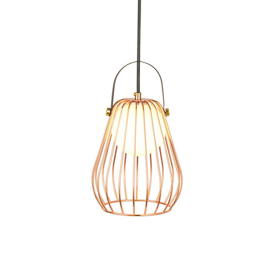 Iron Hanging Pendant Ceiling Light For Bedroom - Industrial Pear Shape