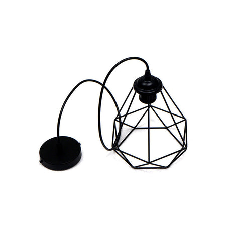 Vintage Iron Ceiling Light: Single-Bulb Hanging Lamp In Black For Dining Room