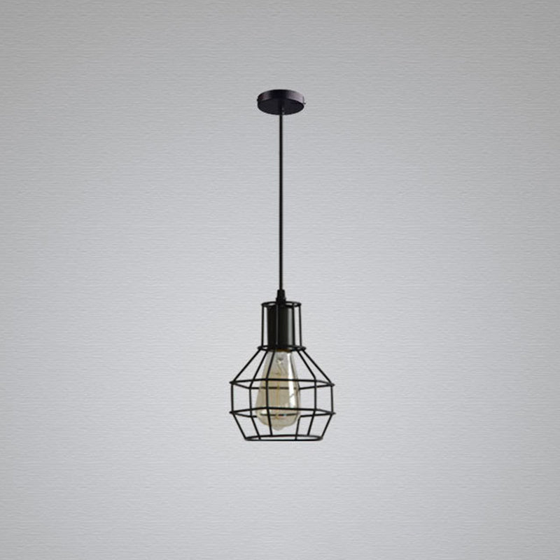 Sleek Black Grenade Cage Pendant Light - Simplicity Iron 1 Bulb Ideal For Dining Rooms