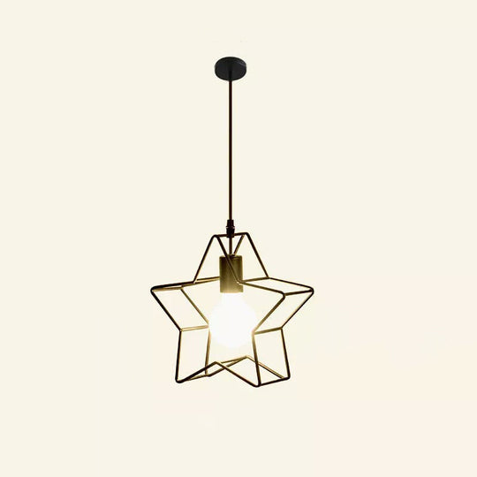 Single Black Iron Star Pendant Light For Restaurant Suspension