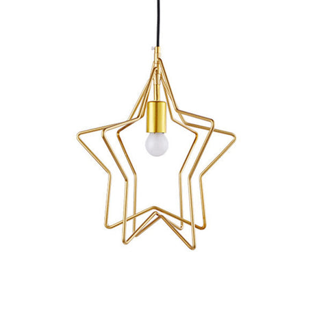 Vintage Gold Metal Star Cage Hanging Light For Dining Room Ceiling Lamp