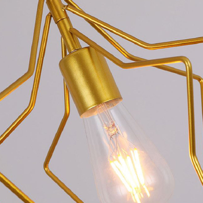 Antique Gold Star Cage Pendant Light - Elegant 1-Light Fixture For Dining Room