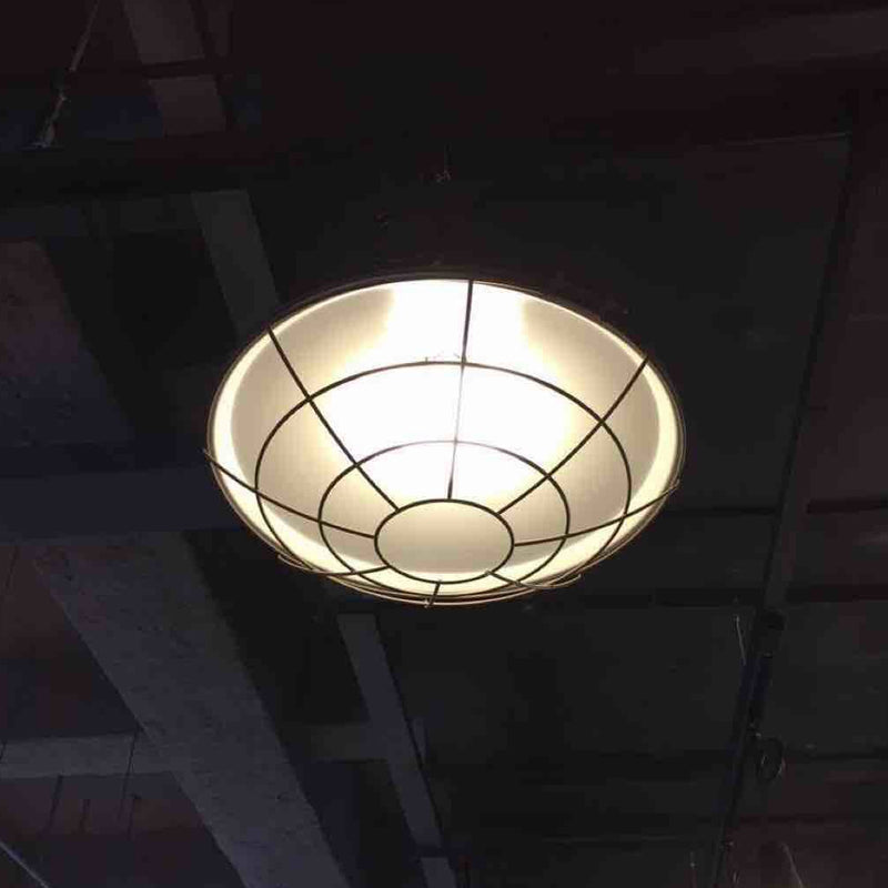 Antique Black Iron Pot Lid Pendant Light With Cage Bottom - Ideal For Restaurants