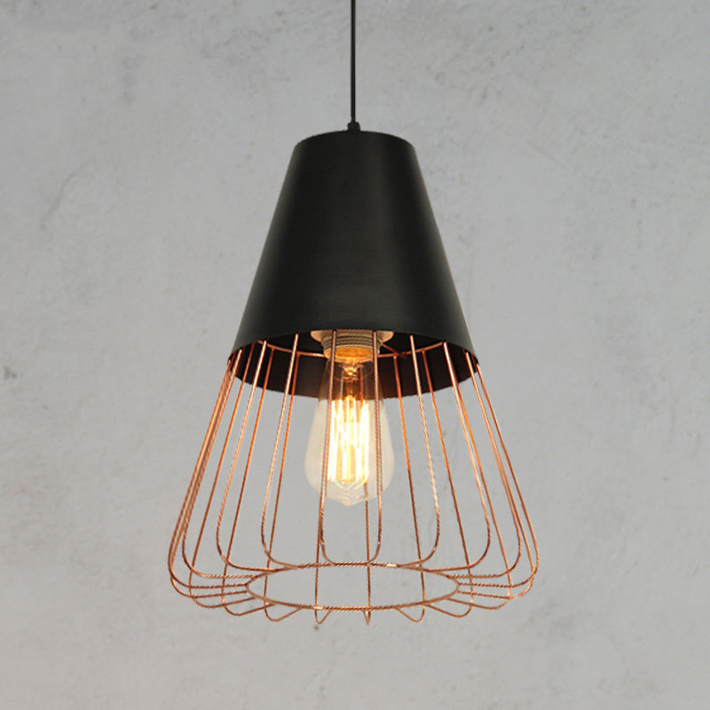 Nordic Style Geometric Metal Pendant Light For Restaurants Black-Gold / B