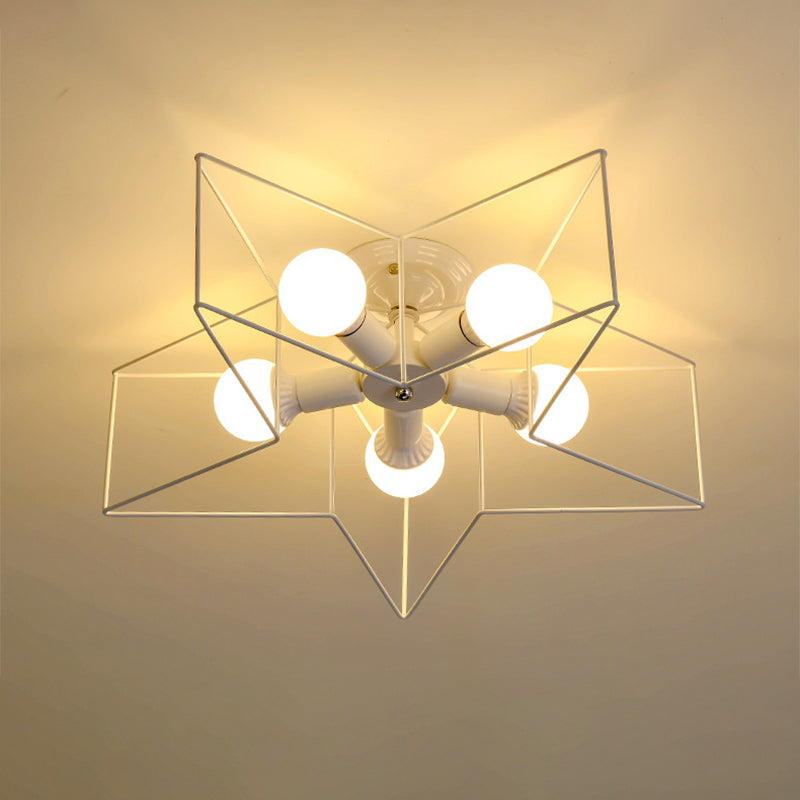 Simplicity Star - Shape 5 Head Flush Ceiling Light Fixture For Bedroom