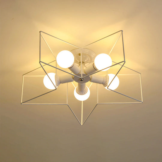 Simplicity Star - Shape 5 Head Flush Ceiling Light Fixture For Bedroom