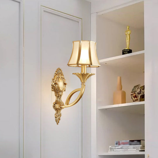 Gold Frost Glass Flare Wall Mounted Light - Classic Corridor Lighting
