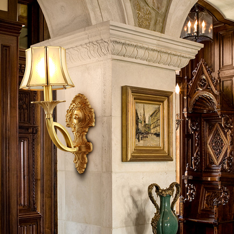 Gold Frost Glass Flare Wall Mounted Light - Classic Corridor Lighting