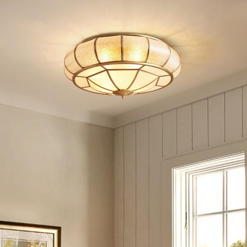 Gold Ripple Glass Flush Mount Lighting: Classic Donut - Shaped Fixture Ideal For Dining Rooms
