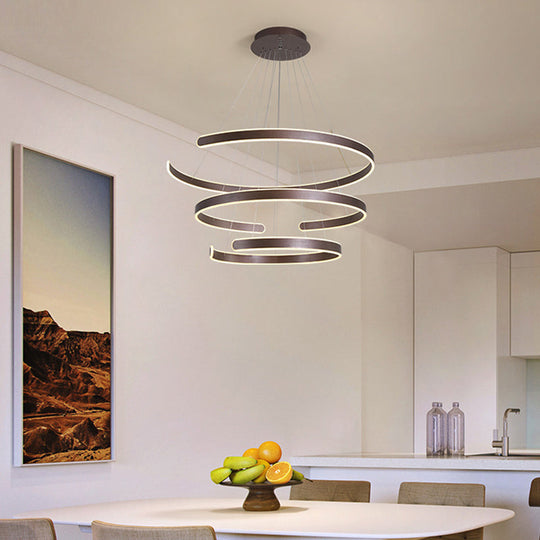 Artistic Curved Led Suspension Light - Aluminum Chandelier For Living Room Coffee / Small Warm
