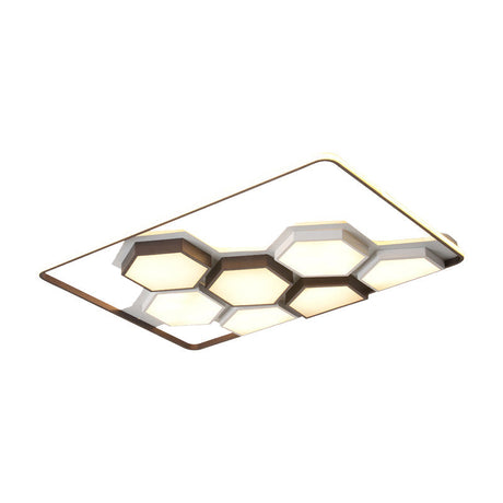 Honeycomb Metal Flush Ceiling Light: Modern Black & White Led Fixture (19.5’/35.5’) For Living Room