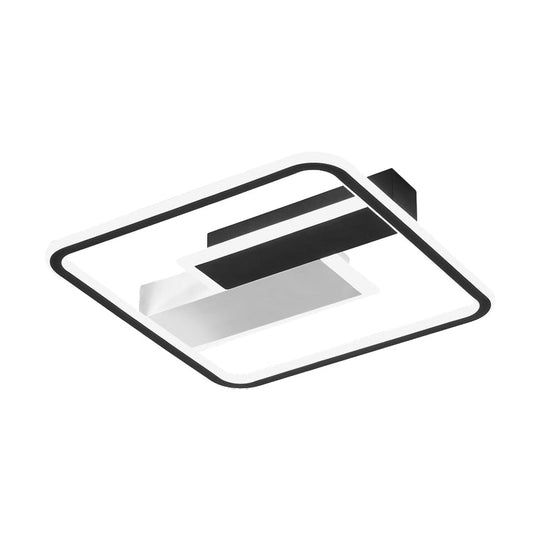 Modern Acrylic Led Flush Mount Ceiling Lamp - Black Warm/White Light 19.5’/37.5