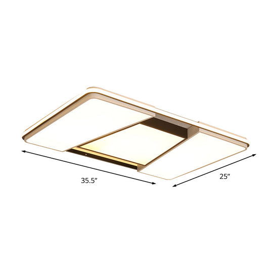 Rectangular Acrylic Ceiling Light For Modern Living Rooms - Warm/White Led Flush Mount Lamp