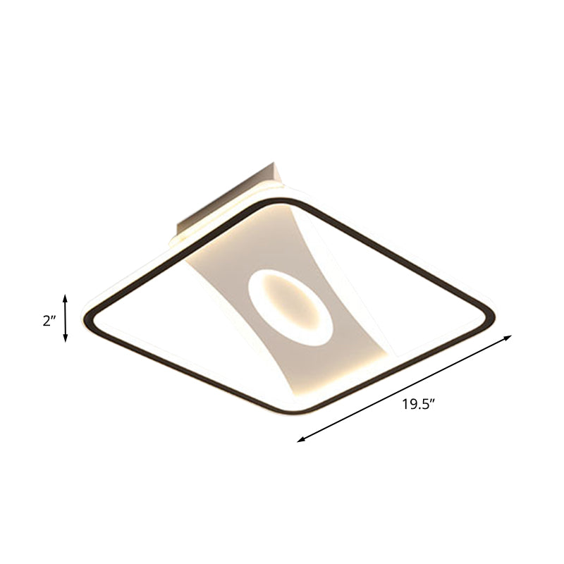 Modern Black And White Led Ceiling Light For Bedroom - Square/Rectangular Acrylic Flush Mount In