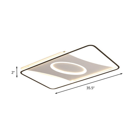 Modern Black And White Led Ceiling Light For Bedroom - Square/Rectangular Acrylic Flush Mount In