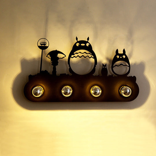 Metallic Silhouette Wall Mount Light: Elegant 4-Head Rustic Lighting For Restaurants Rust / G