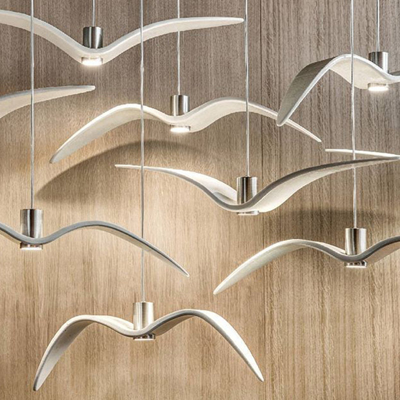 Seagull Resin Suspension Pendant Ceiling Light: Artistic Single-Bulb Fixture For Restaurants