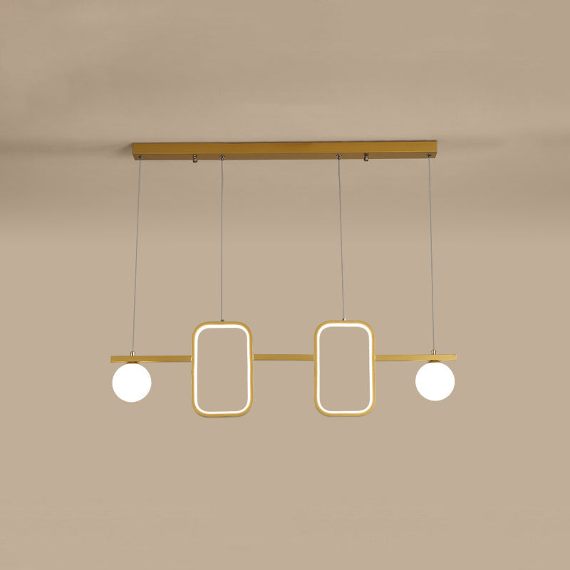 Minimalist Metal Dining Room Island Ceiling Light With Symmetrical Geometric Led Design And Cream