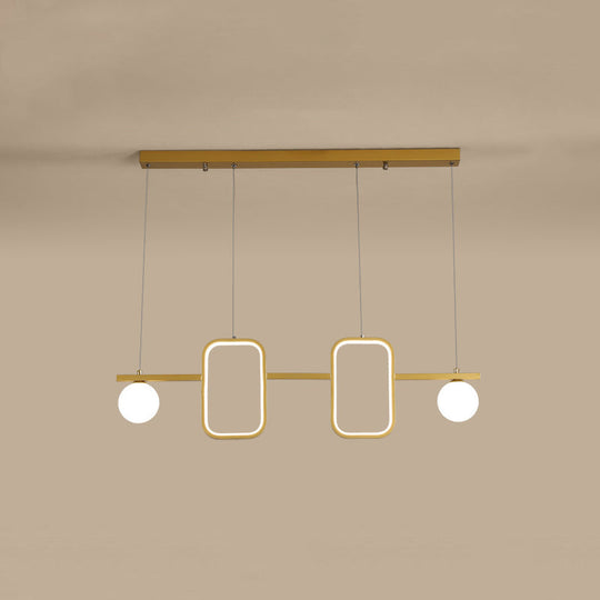 Minimalist Metal Dining Room Island Ceiling Light With Symmetrical Geometric Led Design And Cream