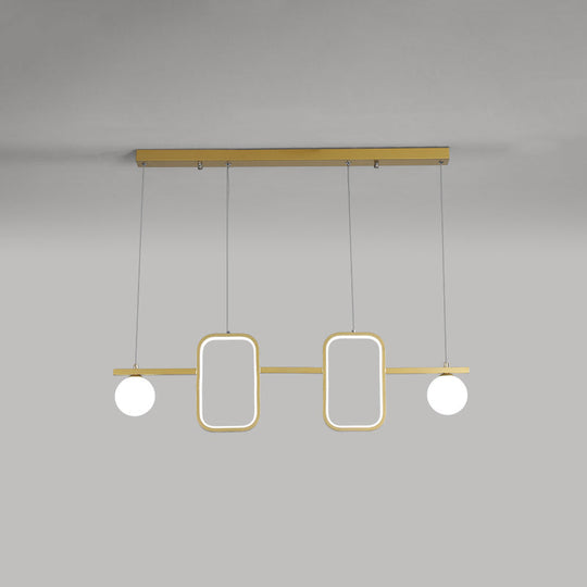 Minimalist Metal Dining Room Island Ceiling Light With Symmetrical Geometric Led Design And Cream