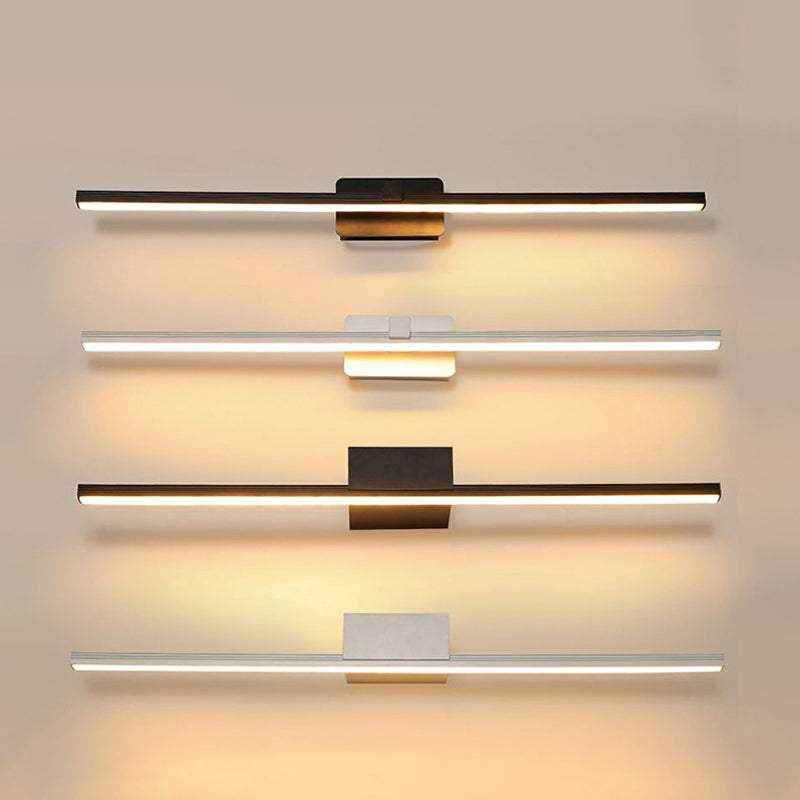 Minimalist Led Sconce For Powder Room Wall - Linear Metal Design