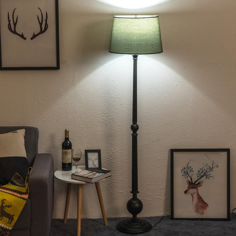 Traditional Fabric Empire Shade Standing Lamp - Single-Bulb Floor Lighting For Living Room