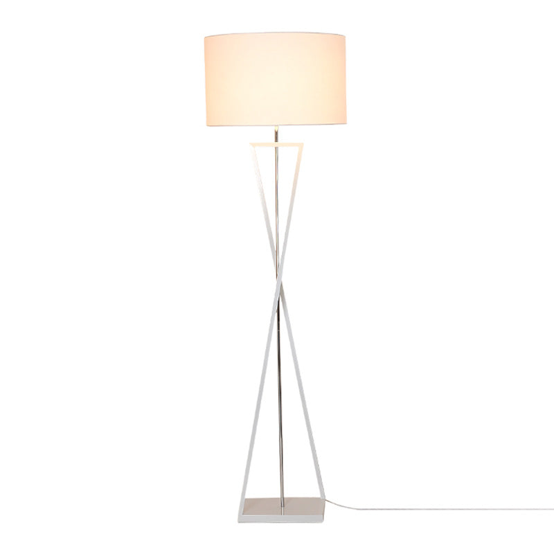Stylish Hourglass Metal Floor Lamp With Artistic Drum Shade - Perfect For Living Rooms