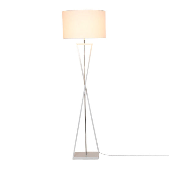 Stylish Hourglass Metal Floor Lamp With Artistic Drum Shade - Perfect For Living Rooms