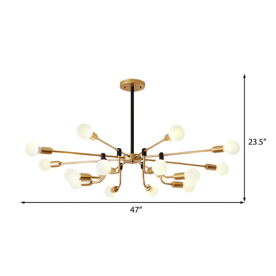 Contemporary Starburst Chandelier: Metal Ceiling Light For Bedroom With Gold Arm - 6/12/16 Lights