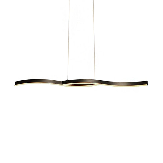 Wavy Acrylic Chandelier Light: Modern Black Led Ceiling Pendant Warm/White Light 39’/41’ W