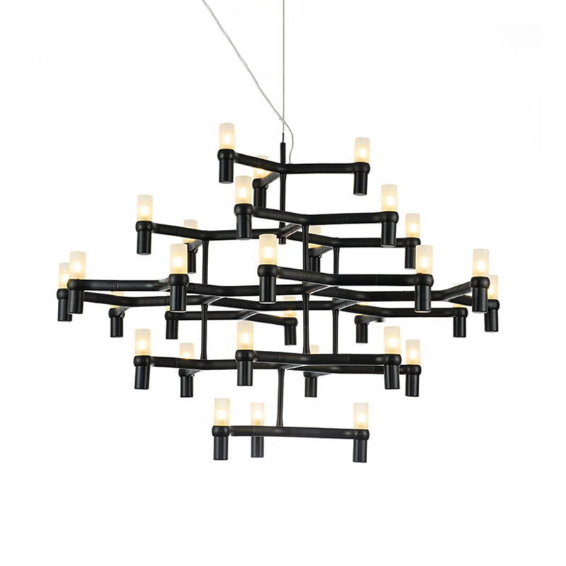 Modern Nordic Led Chandelier Lamp - Multi Layered Black/Silver/White Living Room Hanging Light