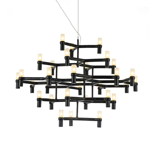 Modern Nordic Led Chandelier Lamp - Multi Layered Black/Silver/White Living Room Hanging Light