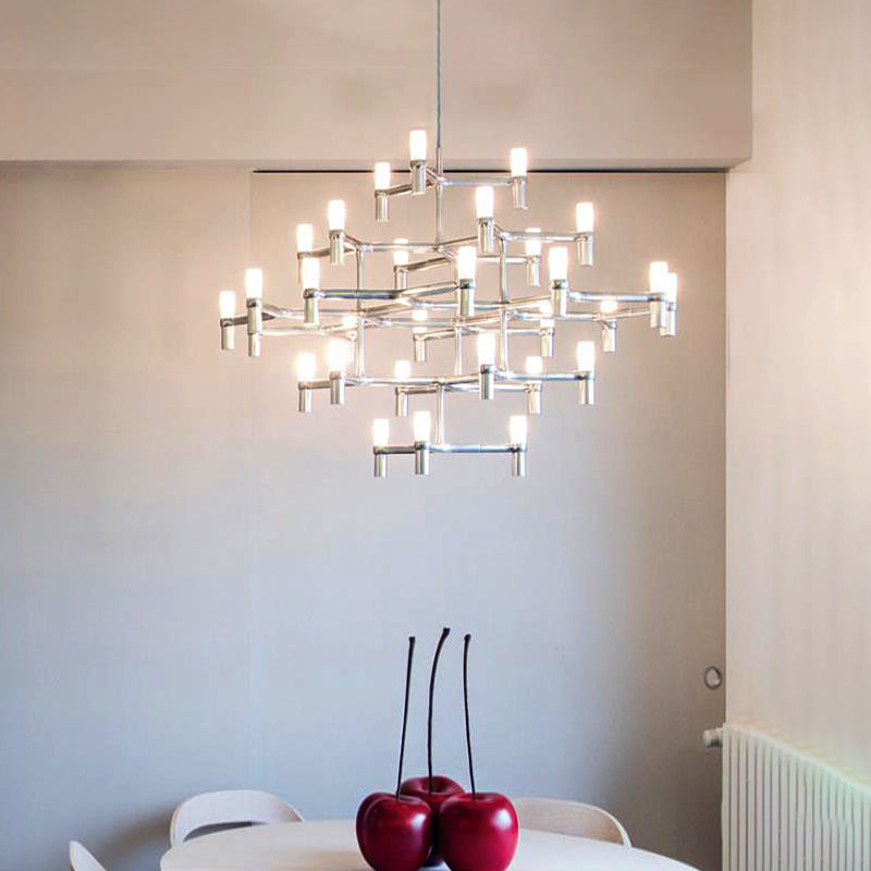 Modern Nordic Led Chandelier Lamp - Multi Layered Black/Silver/White Living Room Hanging Light