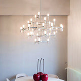Modern Nordic Led Chandelier Lamp - Multi Layered Black/Silver/White Living Room Hanging Light
