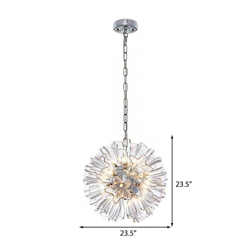 Modern Silver Glass Led Sputnik Chandelier Lamp - 16/23.5 Wide For Living Room Ceiling