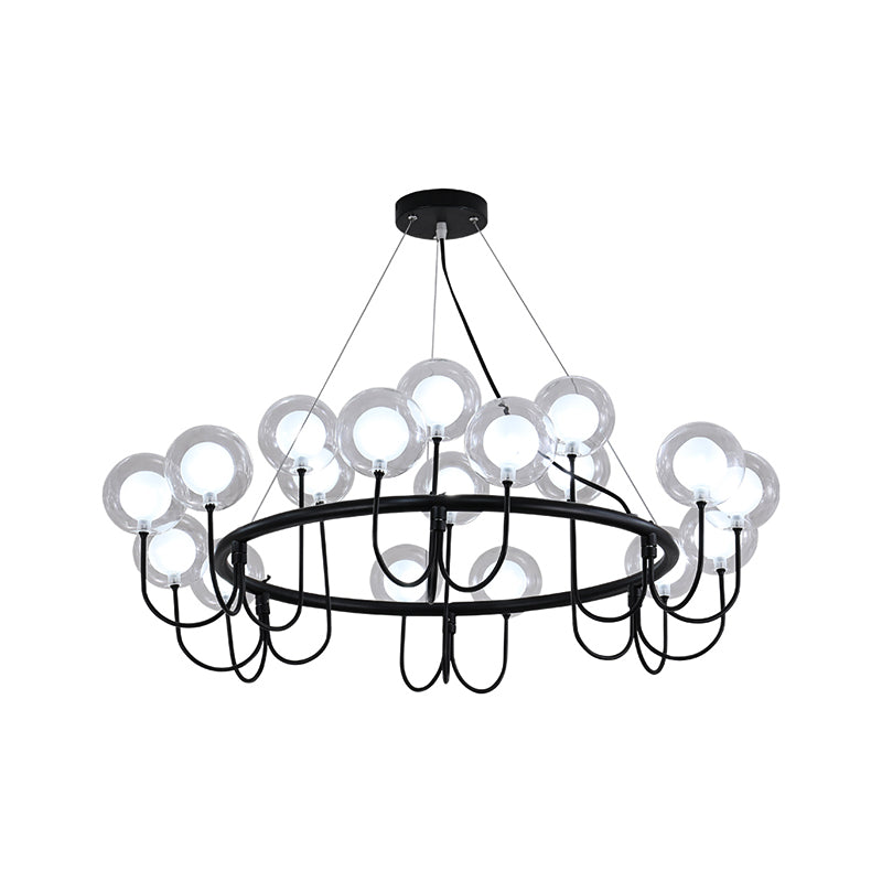 Modern Black Glass Led Chandelier For Living Room - Hanging Ceiling Lamp