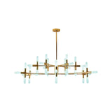 Contemporary Metal Chandelier - 18/36 Light Tubular Hanging Lamp Kit In Black/Gold With Starburst