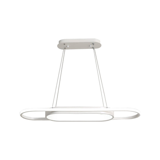 Sleek Oval Acrylic Chandelier Light – Simple Style In Black Or White With Led Choose Warm Natural