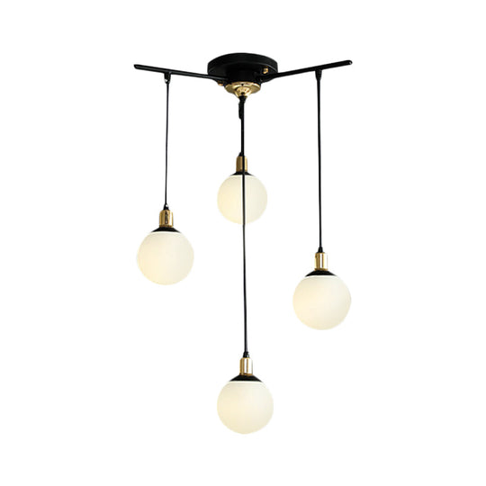 Modern Black Starburst Chandelier With Opal Glass - Elegant Hanging Lamp For Bedroom 4/7/9 Lights